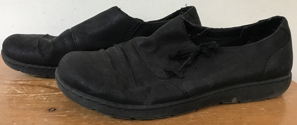 Born BOC Vegan Black Slip On Comfort Euro Style Round Toe Loafers Shoes 8M